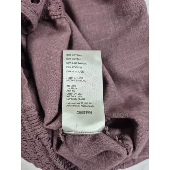 Free People Blouse Size S  Eyelet Lace Crop Top Purple Mauve Roan Rouge (13) - Picture 12 of 13